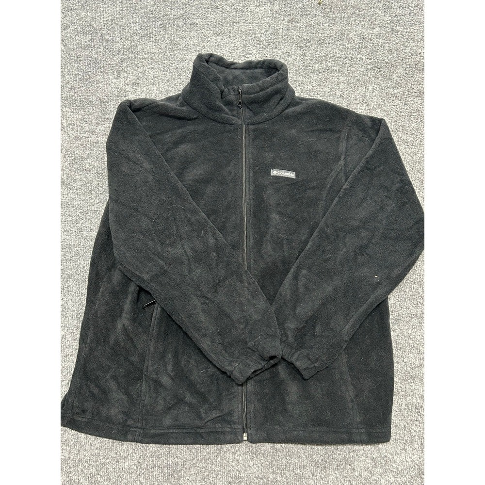 Columbia Fleece Jacket Womens Size 2X Black Full Zip Mock Neck Outdoor Casual